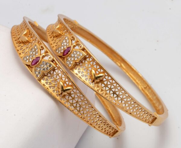 Butterfly with Red Stone and Diamond Design Bangles