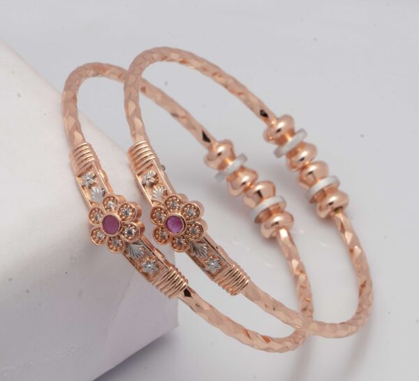 Flower Shape Stone and Diamond Stylish Bangles